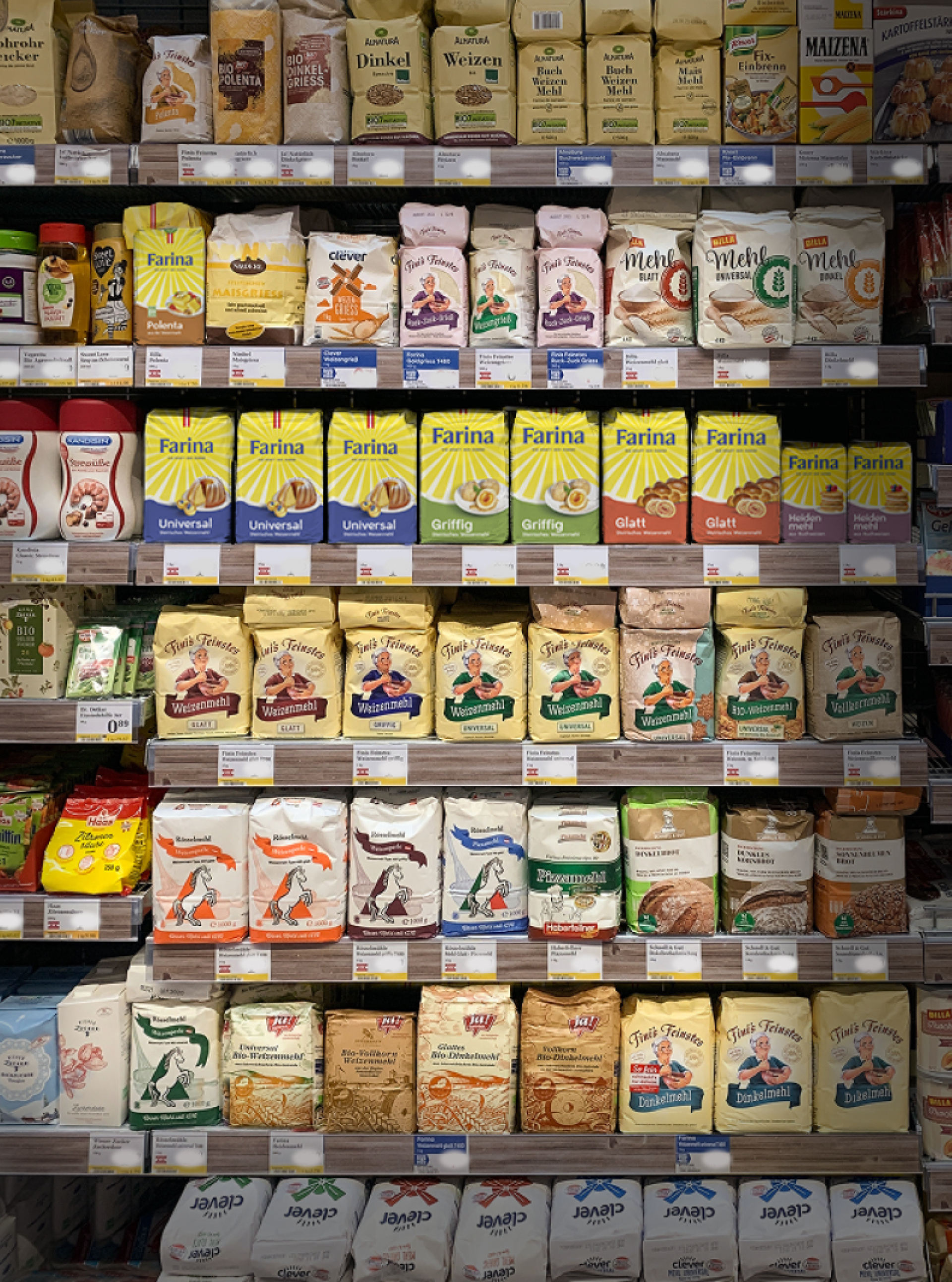 Supermarkt Regal Mehl