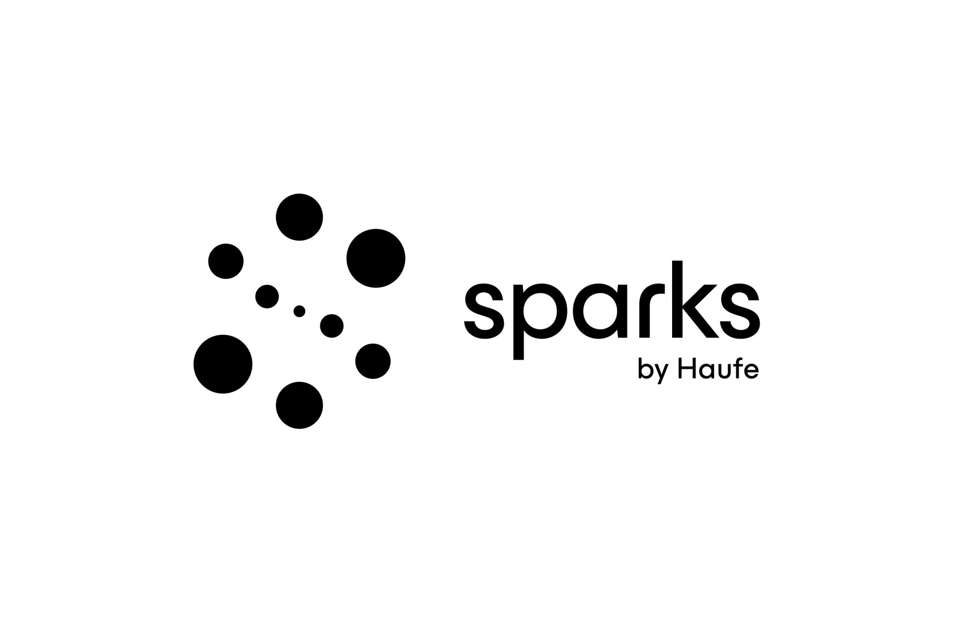 Logo für Sparks by Haufe. Es zeigt eine Gruppe schwarzer Punkte und den Namen "sparks" in schwarzer Schrift.