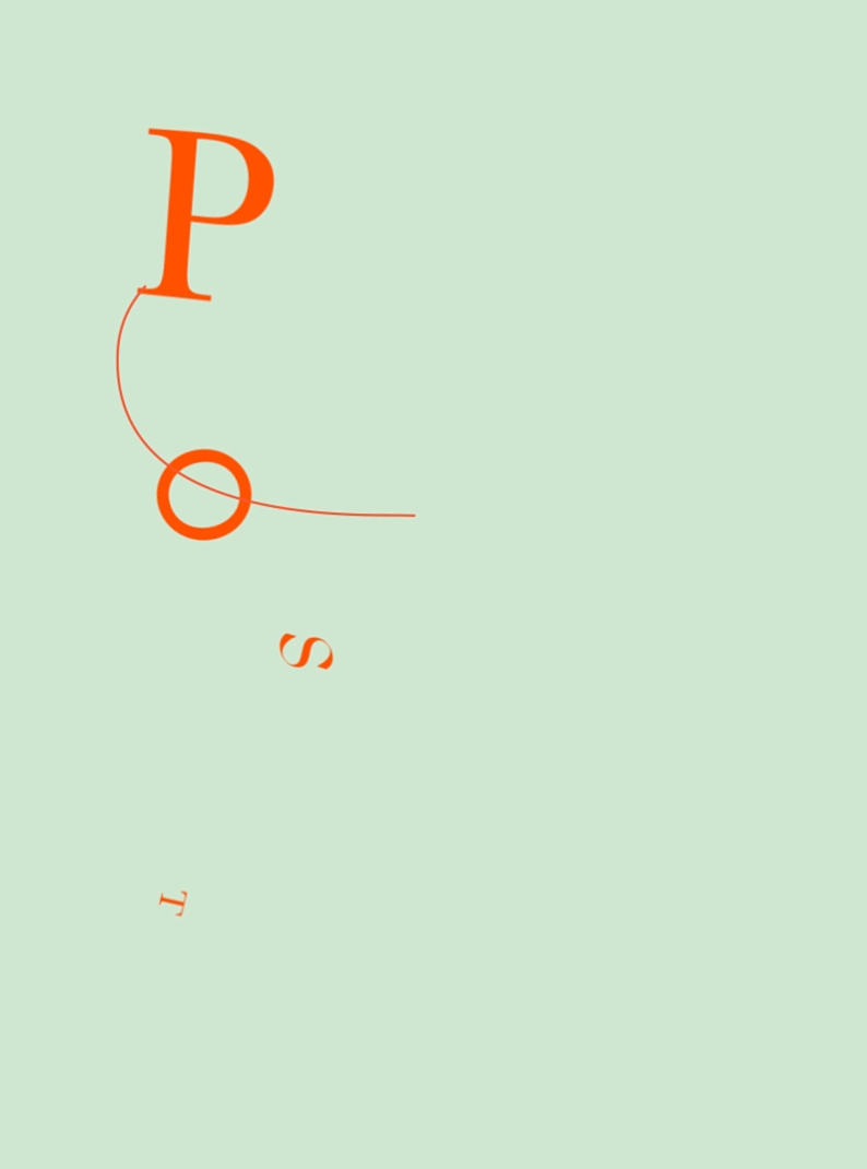 Orange „POST“-Buchstaben auf hellgrünem Hintergrund mit einer Linie, die das „P“ mit dem „O“ verbindet.